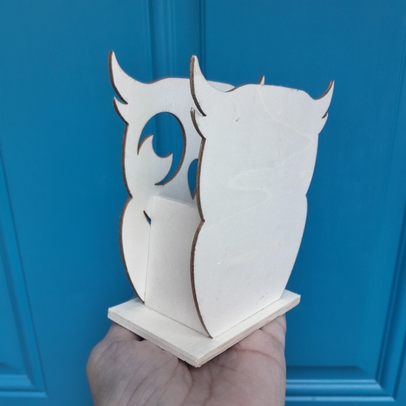 Wooden Owl Note Pen or Candle Holder Table Top - Picture 6 of 13